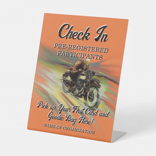 Vintag aussehender Motorrad-Poker Personalisiert l Sockelschild (Vorderseite)