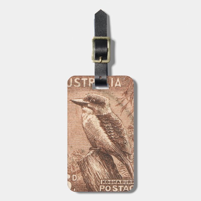Vintag Australia Kookaburra Bird Gepäckanhänger (Vorderseite vertikal)