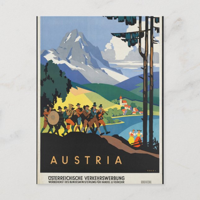 Vintag - Austria Travel Poster Postkarte (Vorderseite)