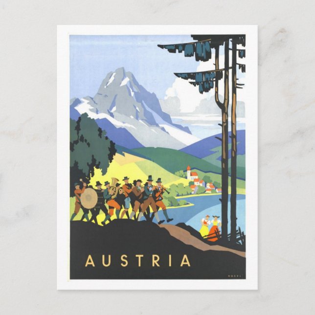 Vintag Austria Travel Poster Postkarte (Vorderseite)
