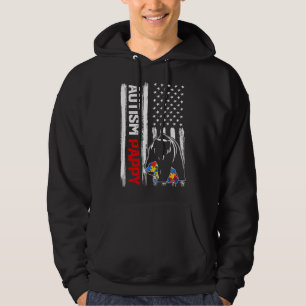Vintag Autismus Pappy Bär Amerikanisches Flaggenbe Hoodie