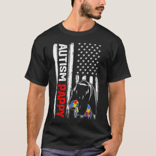 Vintag Autismus Pappy Bär Amerikanisches Flaggenbe T-Shirt