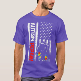 Vintag Autismus Pepaw Bär Amerikanisches Flaggenbe T-Shirt