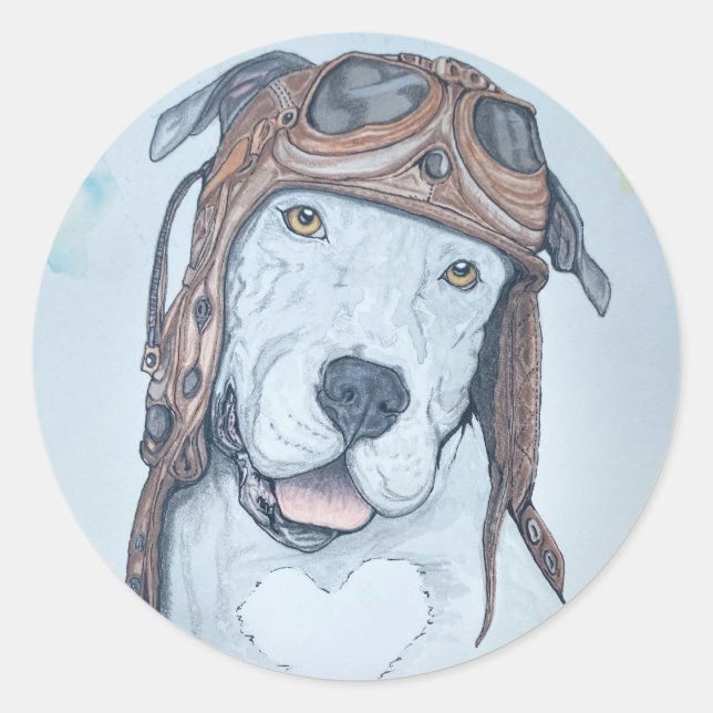 Vintag, Aviator, Pilot-Hund, Rundaufkleber Runder Aufkleber (Vorderseite)
