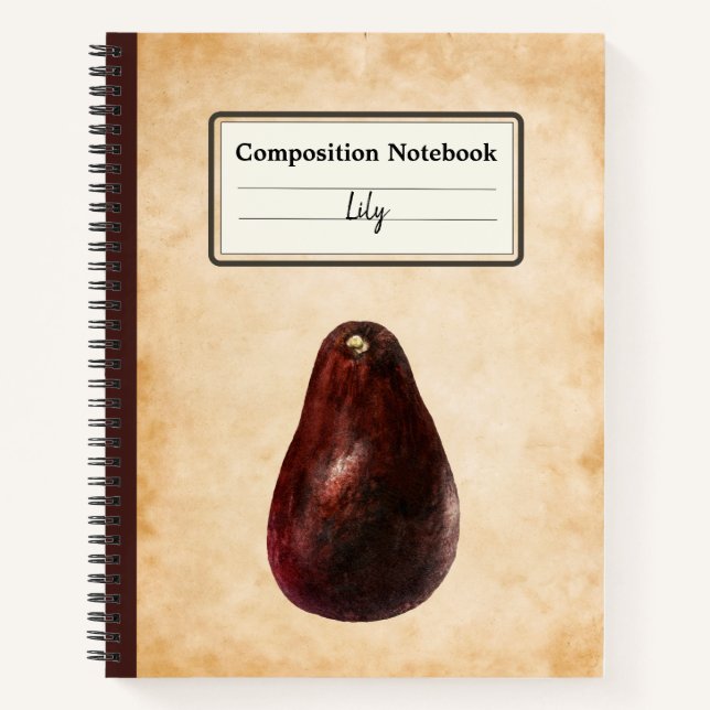 Vintag Avocado Illustration Personalisiert Comp Notizbuch (Vorderseite)