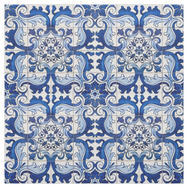 Vintag Azulejo Tile Floral Pattern Stoff (Muster)