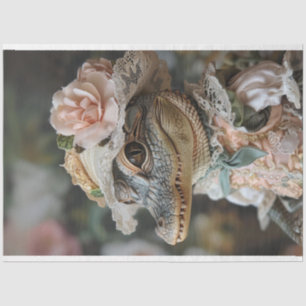 Vintag Baby Alligator Lady Gwendolyn Decoupage Seidenpapier