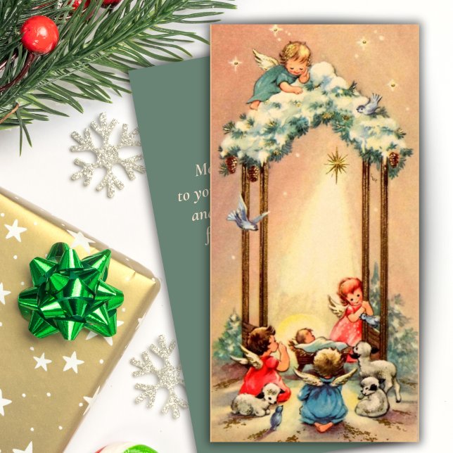 Vintag Baby Angels Krippe Weihnachten (Vintage Baby Angels Nativity Scene Christmas Holiday Card)
