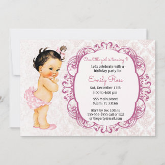 Vintag Baby Birthday Einladung