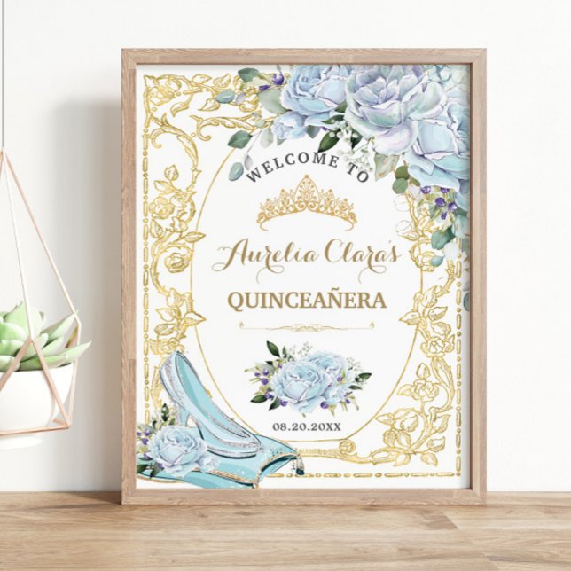 Vintag Baby Blue Rose Aschenputella Quinceanera Poster (Von Creator hochgeladen)