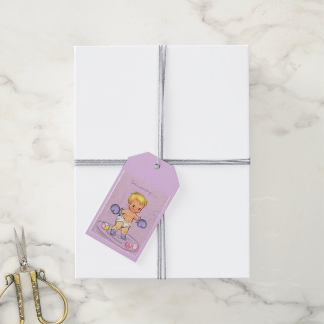 Vintag Baby Boy Geschenkanhänger (Mit Garn)