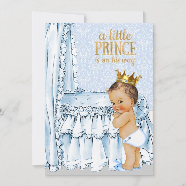 Vintag Baby Boy Prince Kinderdusche Einladung (Vorderseite)