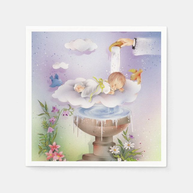 Vintag Baby Boy Taufe Christening napkin Serviette (Vorderseite)