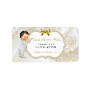 Vintag Baby Boy Taufe Gold White Adressaufkleber