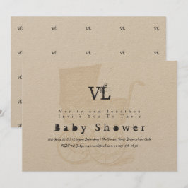 Vintag Baby Dusche lädt Kraft Pram Gold ein Einladung