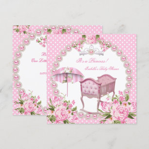Vintag Baby Duschmädchen Rosa Schirmpfanne Einladung