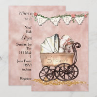Vintag Baby Girl Babydusche Einladung