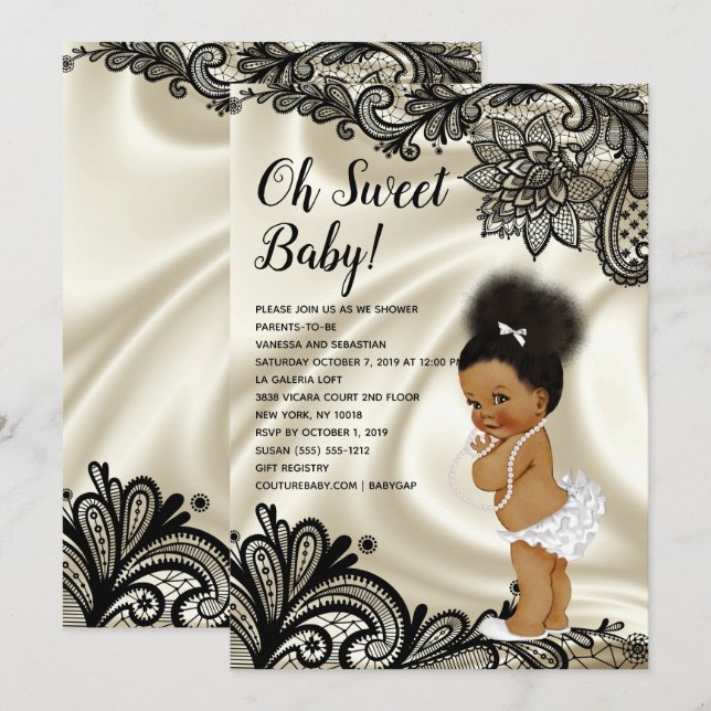 Vintag Baby Girl Babydusche Einladung (Vorne/Hinten)
