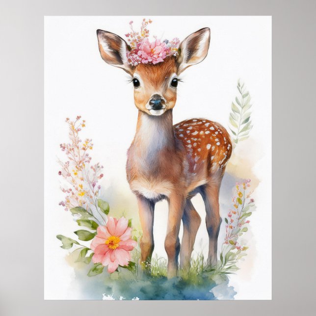 Vintag Baby Girl Deer 2 Poster (Vorne)