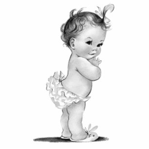Vintag Baby Girl Dusche Freistehende Fotoskulptur