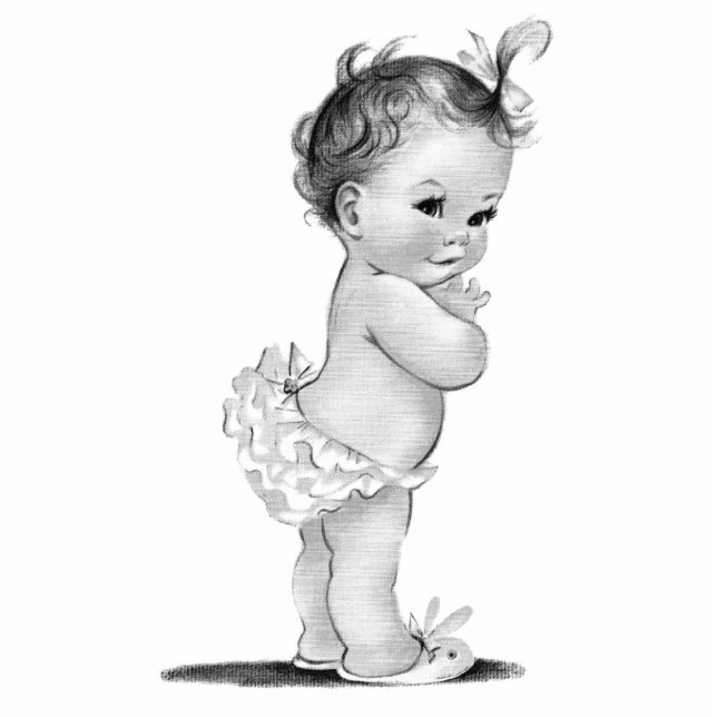 Vintag Baby Girl Dusche Freistehende Fotoskulptur (Vorne)