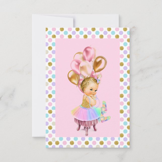 Vintag Baby Girl Pastel Glitzer Party Einladung (Vorderseite)