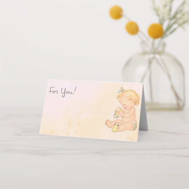 Vintag Baby Girl Platzkarte (Vorderseite)