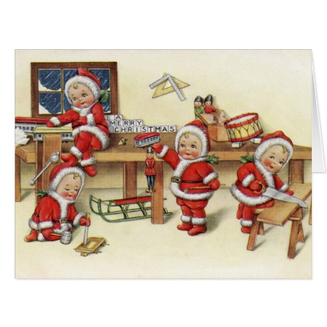 Vintag Baby Santa Illustration (Vorderseite (Horizontal))
