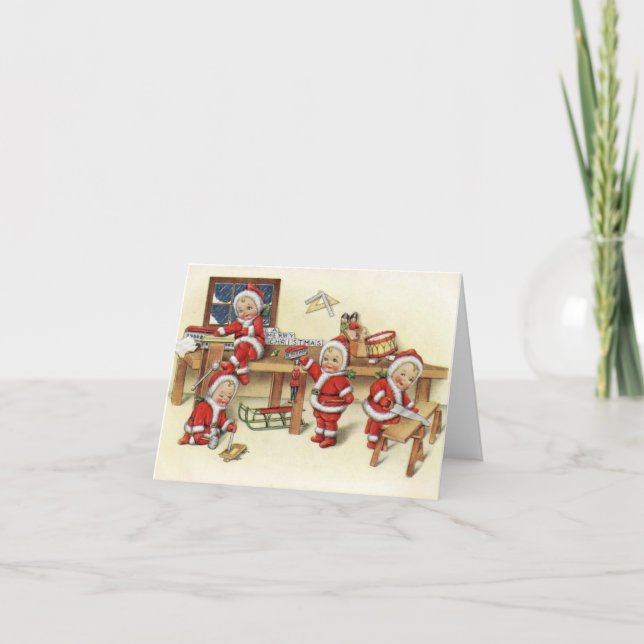 Vintag Baby Santa Illustration Feiertagskarte (Vorderseite)