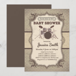Vintag BABY SHOWER Einladung - Musiktrommel