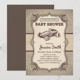 Vintag BABY SHOWER Einladung - Spielzeugrennen