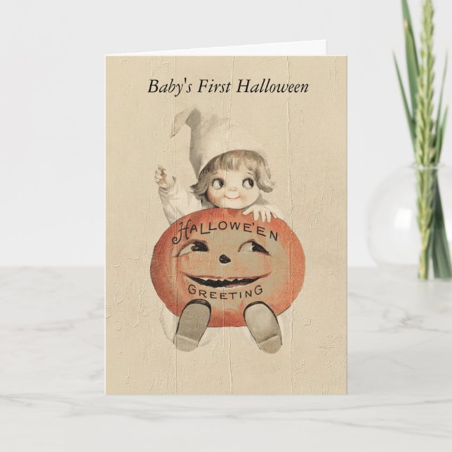 Vintag Baby's First Halloween Pumpkin Karte (Vorderseite)