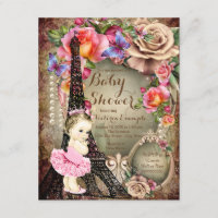 Vintag Ballerina Eiffel Tower Paris Babydusche