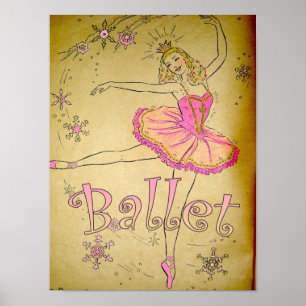 Vintag Ballerina Wall Poster