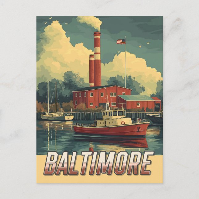Vintag Baltimore Maryland Postkarte (Vorderseite)