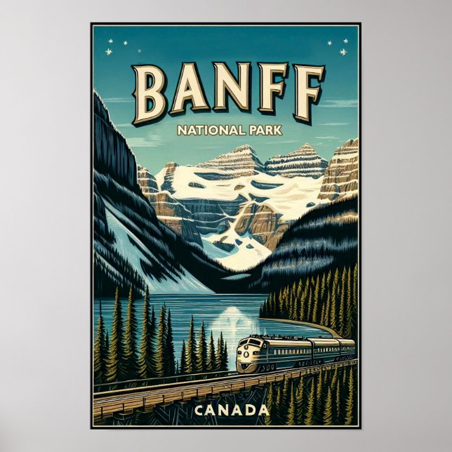 Vintag Banff National Park Canada Travel Poster (Vorne)