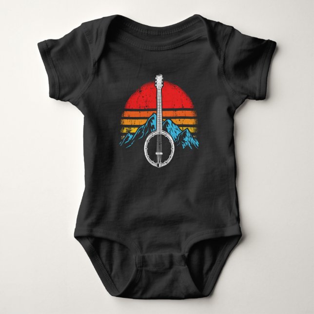 Vintag Banjo Player Bluegrass Musiker Baby Strampler (Vorderseite)