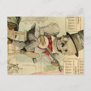 Vintag Banjo Playing Skelett Postkarte
