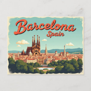 Vintag Barcelona Vibes Postkarte