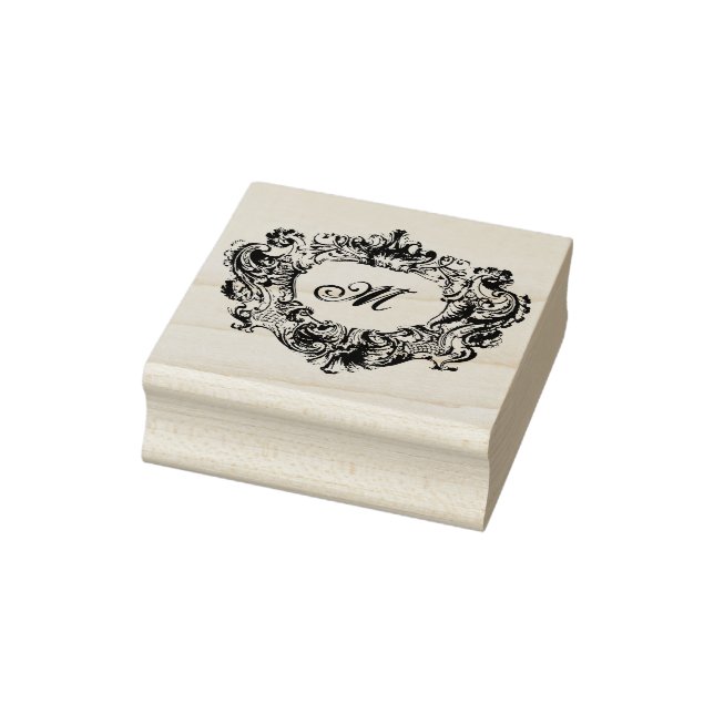 Vintag Barock Rokoko Verziert Monogramm Gummistempel (Stempel)