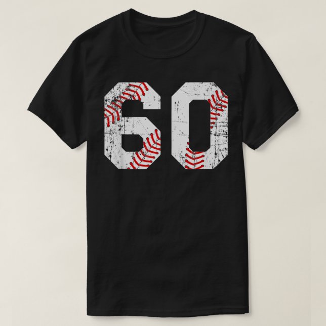 Vintag Baseball 60 Jersey-Nummer T-Shirt (Design vorne)