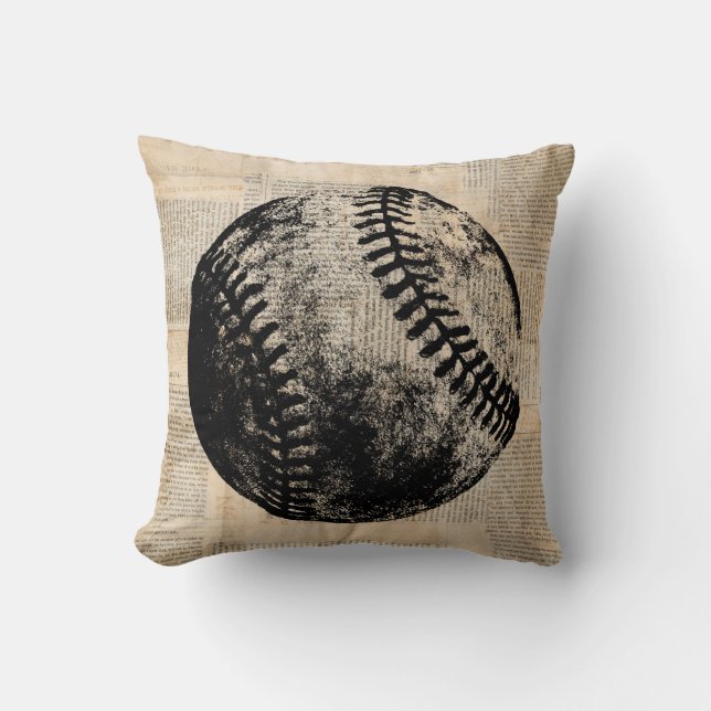 Vintag Baseball Art Illustration Zeitung Stil Kissen (Vorderseite)