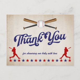 Vintag Baseball, Babydusche danke Postkarte