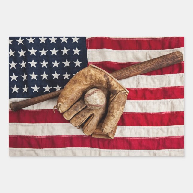 Vintag Baseball Geschenkpapier Set (Vorderseite)