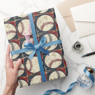 Vintag Baseball Grid Geschenkpapier