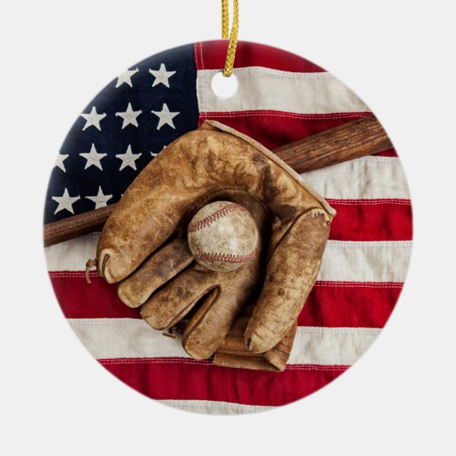 Vintag Baseball Keramik Ornament (Vorne)