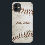 Vintag Baseball Personalisiert Case-Mate iPhone Hülle<br><div class="desc">Ein Foto eines abgenutzten Vintagen Baseballs bietet den Hintergrund für dieses personalisierte iPhone-Gehäuse. Fügen Sie Ihren Namen in Not Grunge sans Serif Schriftart in einem Schatten rötlich braun,  dass die Nähte passt. Ideal für den Baseball- oder Sportfans auf Ihrer Geschenkliste.</div>
