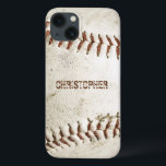 Vintag Baseball Personalisiert Case-Mate iPhone Hülle<br><div class="desc">Ein Foto eines abgenutzten Vintagen Baseballs bietet den Hintergrund für dieses personalisierte iPhone-Gehäuse. Fügen Sie Ihren Namen in Not Grunge sans Serif Schriftart in einem Schatten rötlich braun,  dass die Nähte passt. Ideal für den Baseball- oder Sportfans auf Ihrer Geschenkliste.</div>