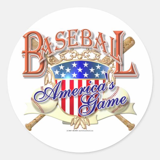 Vintag Baseball USA Shield Runder Aufkleber (Vorderseite)