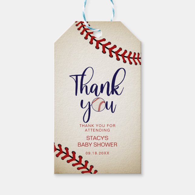 Vintag Baseball Vielen Dank Geschenkanhänger (Vorderseite)